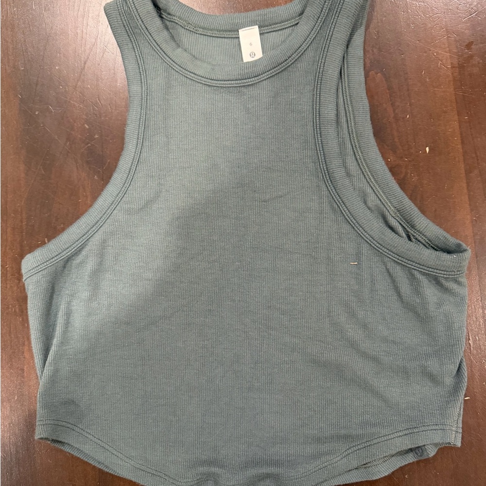 lululemon athletica Ribbed Cropped Tank in Slate Green